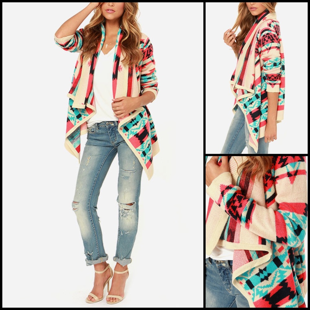 Anthro Moon Collection Aztec Drape Cardigan - Picture 4 of 16